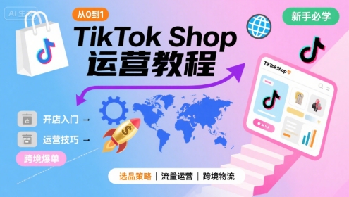 TikTok Shop从0到1运营教程，TikTok跨境电商新手必学课程-清风网创资源站