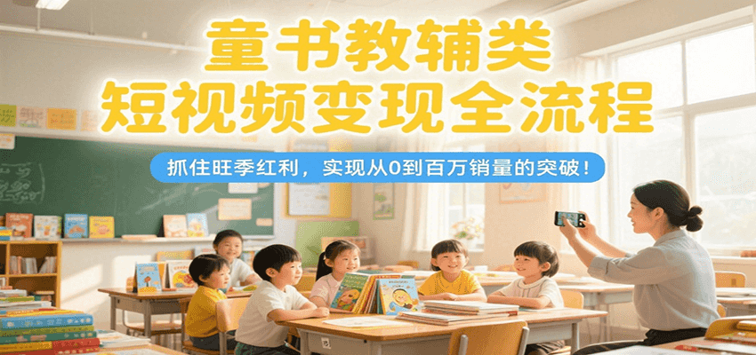 童书教辅类短视频变现全流程，抓住旺季红利，实现从0到百万销量的突破！-清风网创资源站