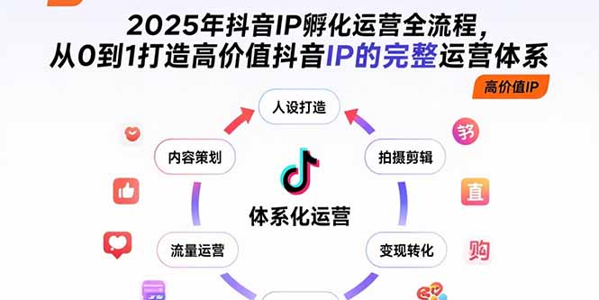 2025年抖音IP孵化运营全流程，从0到1打造高价值抖音IP的完整运营体系-清风网创资源站
