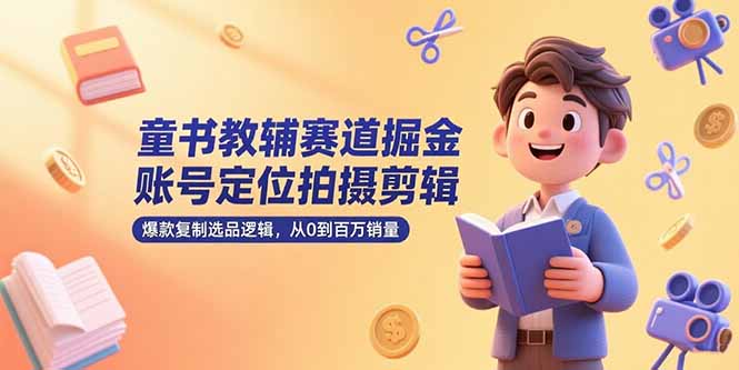 童书教辅赛道掘金，账号定位拍摄剪辑，爆款复制选品逻辑，从0到百万销量-清风网创资源站
