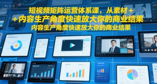 短视频矩阵运营体系课，从素材+内容生产角度快速放大你的商业结果-清风网创资源站
