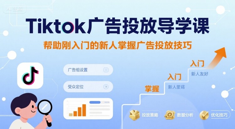 Tiktok广告投放导学课，帮助刚入门的新人掌握广告投放技巧-清风网创资源站