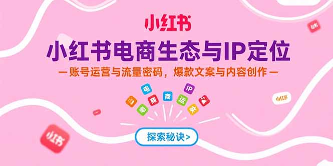 小红书电商生态与IP定位，账号运营与流量密码，爆款文案与内容创作-清风网创资源站
