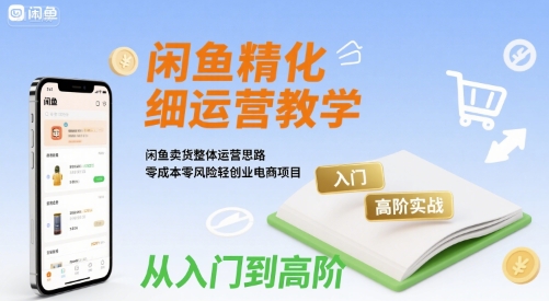 闲鱼精细化运营入门+高阶实战教学，闲鱼卖货整体运营思路，零成本零风险轻创业电商项目-清风网创资源站