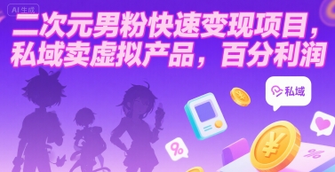 二次元男粉快速变现项目，私域卖虚拟产品，百分利润-清风网创资源站