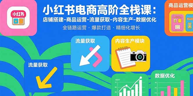 小红书电商高阶全栈课：店铺搭建-商品运营-流量获取-内容生产-数据优化-清风网创资源站