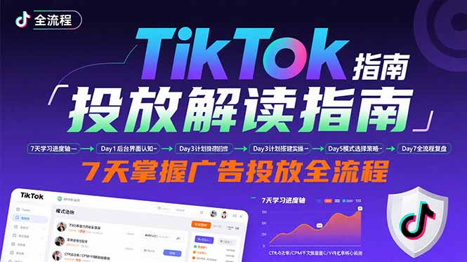 TikTok投放解读指南：后台操作/计划建立/模式选择，7天掌握广告投放全流程-清风网创资源站