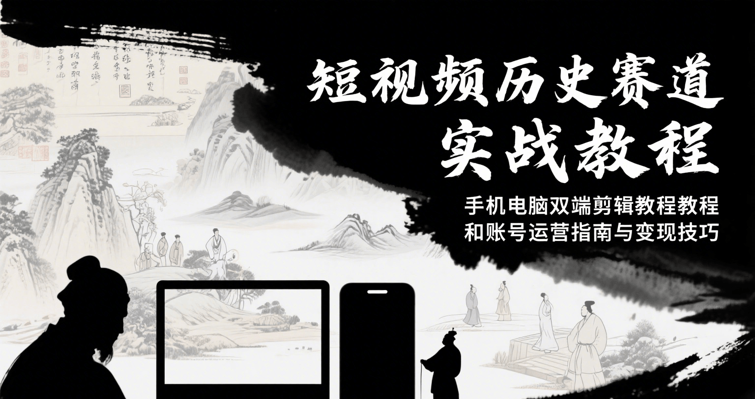 短视频历史赛道实战教程，手机电脑双端剪辑教程和账号运营指南与变现技巧-清风网创资源站