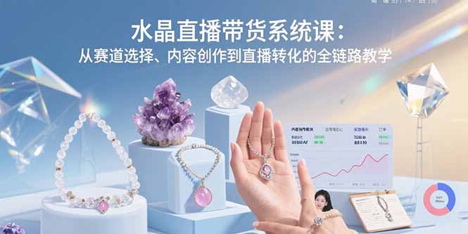 水晶直播带货系统课：从赛道选择、内容创作到直播转化的全链路教学-清风网创资源站