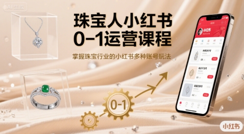 珠宝人小红书0-1运营课程，掌握珠宝行业的小红书多种账号玩法-清风网创资源站