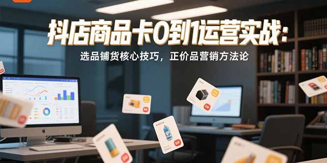 抖店商品卡0到1运营实战：选品铺货核心技巧，正价品营销方法论-清风网创资源站
