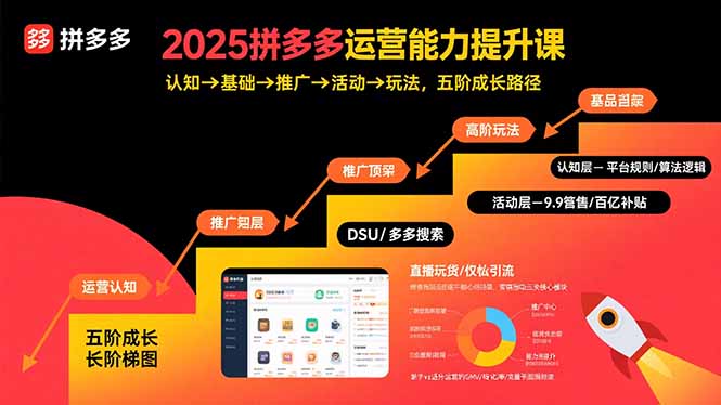 2025拼多多运营能力提升课：认知→基础→推广→活动→玩法，五阶成长路径-清风网创资源站