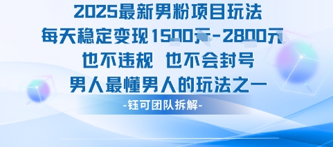 2025最新男粉项目玩法每天变现1k+也不违规也不会封号男人最懂男人的玩法-清风网创资源站
