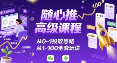 随心推高级课程，从0-1投放思路，也有从1-100的全套玩法-清风网创资源站