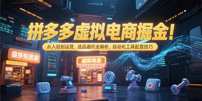 拼多多虚拟电商掘金：从入驻到运营，选品避坑全解析，自动化工具配置技巧-清风网创资源站