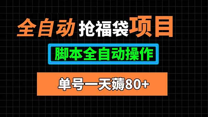全自动抢福袋项目，单号一天80+脚本全自动操作-清风网创资源站