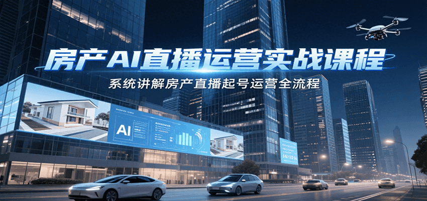 房产AI直播运营实战课程，系统讲解房产直播起号运营全流程-清风网创资源站