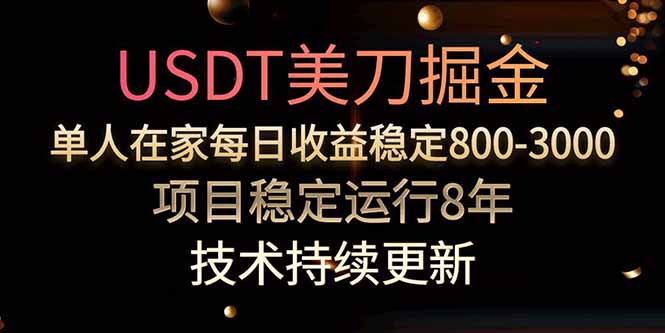 USDT美刀掘金，单人每日收益800-3000，稳定运行8年-清风网创资源站