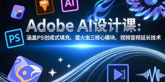 Adobe AI设计课：涵盖PS创成式填充，萤火虫三核心模块，视频音频延长技术-清风网创资源站