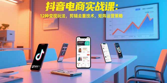 抖音电商实战课：12种变现玩法，剪辑去重技术，矩阵运营策略-清风网创资源站