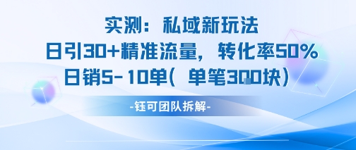 实测私域新玩法日引30加精准流量转化率50%日销5-10单每笔3张-清风网创资源站