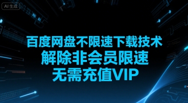百度网盘不限速下载技术，解除非会员限速，无需充值VIP-清风网创资源站