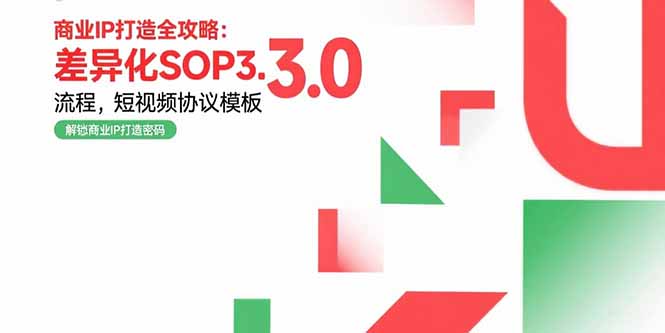 商业IP打造全攻略：差异化SOP3.0流程，短视频协议模板，婚恋项目实战案例-清风网创资源站