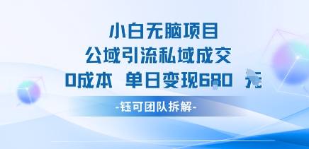 小白无脑项目公域引流私域成交0成本单日变现680米-清风网创资源站