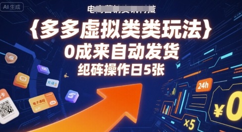多多虚拟类目玩法，0成本全自动发货，矩阵操作日5张-清风网创资源站