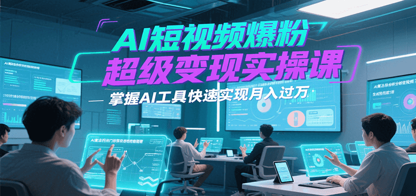 AI短视频爆粉超级变现实操课，掌握AI工具快速实现月入过万-清风网创资源站