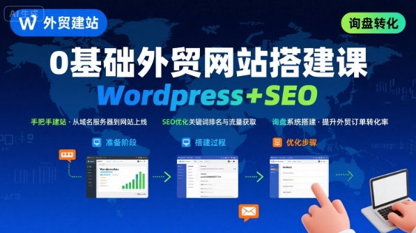 WordPress外贸建站+SEO优化课程，手把手教你从0到1搭建可获得询盘的外贸网站-清风网创资源站