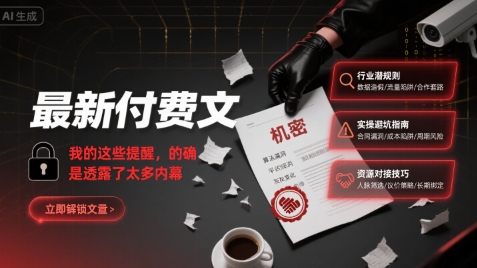 最新付费文：我的这些提醒，的确是透露了太多内幕-清风网创资源站