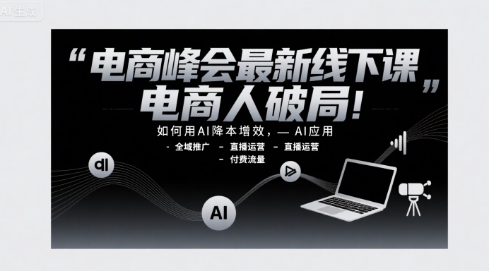 电商峰会最新线下课，电商人破局，如何用AI降本增效，AI应用-全域推广-直播运营-付费流量-清风网创资源站