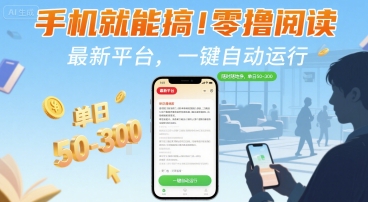 手机就能搞！零撸阅读挂G，最新平台，一键自动运行，随时随地挣，单日50-3张+【揭秘】-清风网创资源站