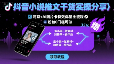 抖音小说推文干货实操分享，混剪+AI图片卡特效爆量全流程，0粉丝0门槛可做-清风网创资源站