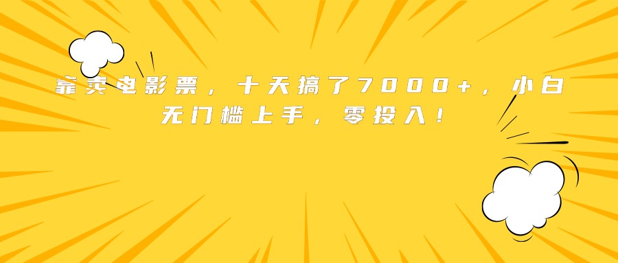 靠卖电影票，十天搞了7000+，小白无门槛上手，零投入！-清风网创资源站