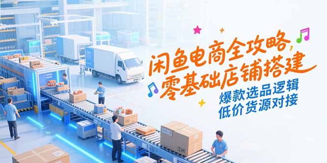 闲鱼电商全攻略，零基础店铺搭建，爆款选品逻辑，低价货源对接-清风网创资源站
