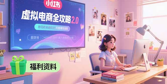 虚拟电商全攻略2.0，开店选品实操流程，账号定位、货源发布、笔记发布技巧-清风网创资源站