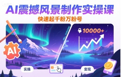 AI震撼风景制作实操课，快速起千粉万粉号-清风网创资源站