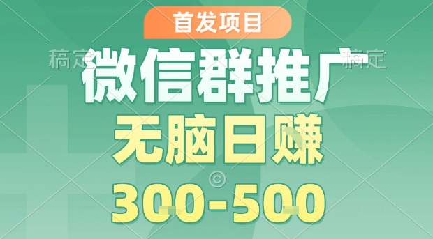 首发项目，微信群推广，一天15单，每单利润10米，无脑日入3-5张【揭秘】-清风网创资源站