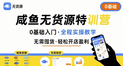 无货源特训营，0基础带你玩转咸鱼无货源-清风网创资源站