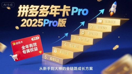拼多多年卡2025Pro版，五大板块从认知到基础、从推广到活动、从活动到玩法-清风网创资源站