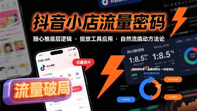 抖音小店流量密码，随心推底层逻辑，投放工具应用，自然流撬动核心方法论-清风网创资源站