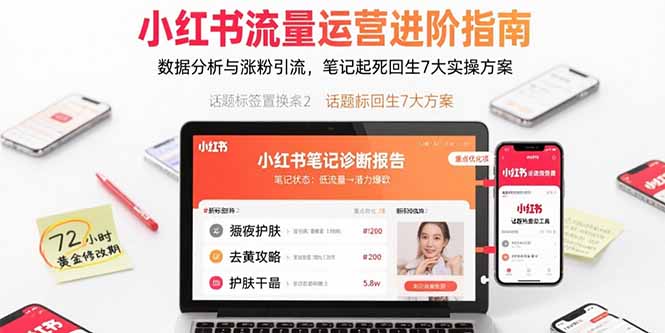 小红书流量运营进阶指南，数据分析与涨粉引流，笔记起死回生7大实操方案-清风网创资源站