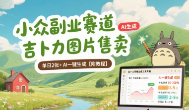 小众副业赛道 吉卜力图片售卖 单日2张+ AI一键生成【附教程】-清风网创资源站