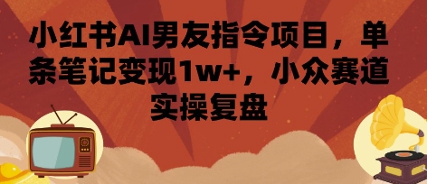小红书AI男友指令项目，单条笔记变现1w+，小众赛道实操复盘-清风网创资源站