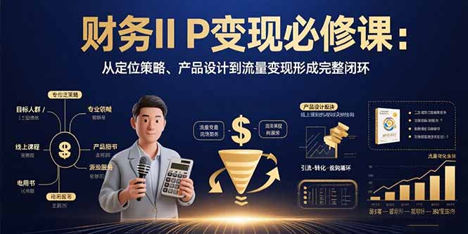 财务IP变现必修课：从定位策略、产品设计到流量变现形成完整闭环-清风网创资源站