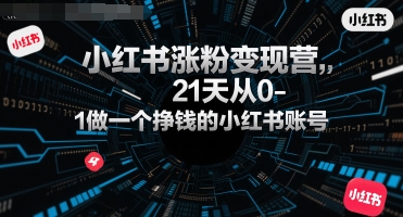 小红书涨粉变现营，21天从0-1做一个挣钱的小红书账号-清风网创资源站
