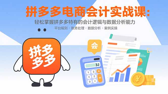 拼多多电商会计实战课：轻松掌握拼多多特有的会计逻辑与数据分析能力-清风网创资源站