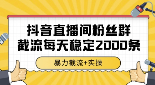 抖音直播间粉丝群截流，稳定采集数据全行业通用 2000条数据一天【揭秘】-清风网创资源站